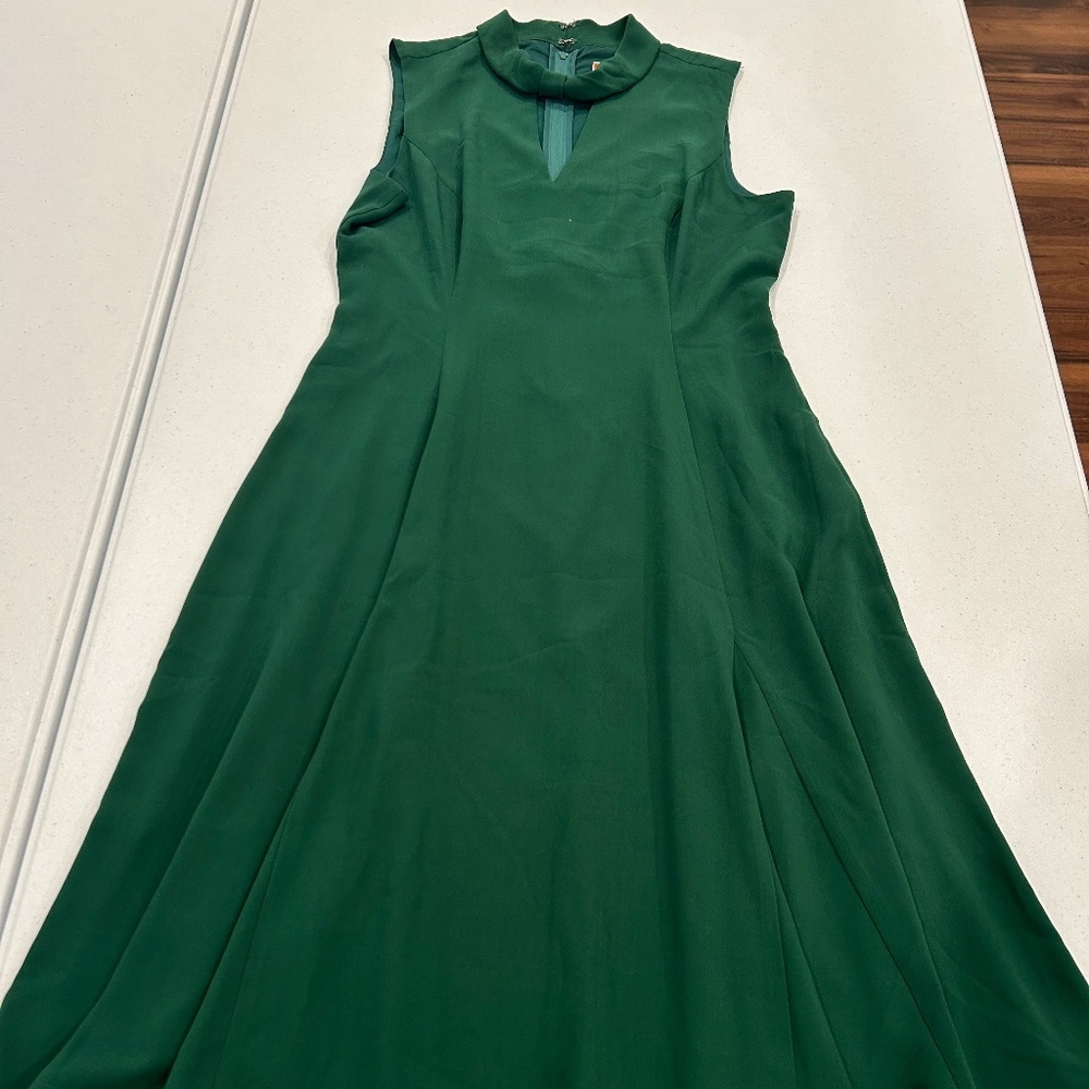 Green, cowl-necked circle dress by ModCloth.